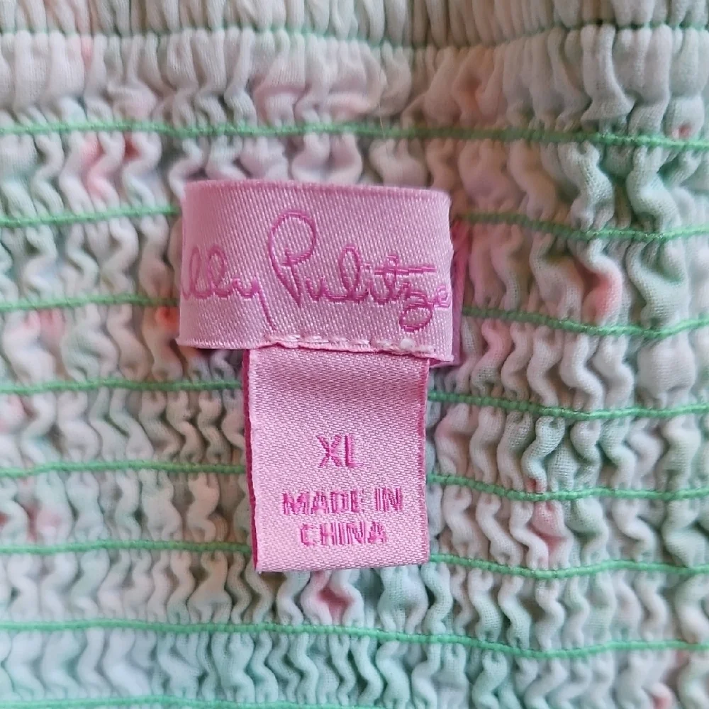 Lilly Pulitzer Mint Green Floral Strapless  Dress Size XL - Picture 3 of 5